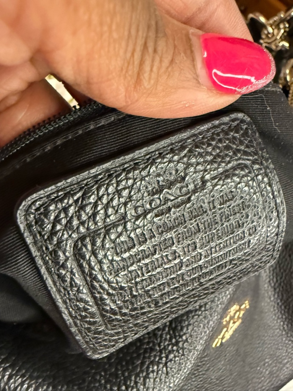 Coach Black Leather Shoulder Bag with Gold Hardware - Picture 5 of 14